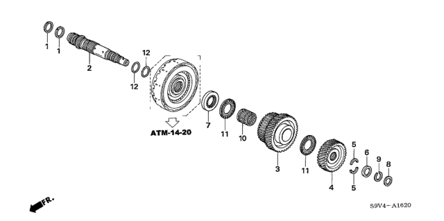 2007 Honda Pilot Gear, Countershaft Third Diagram for 23451-RDK-000