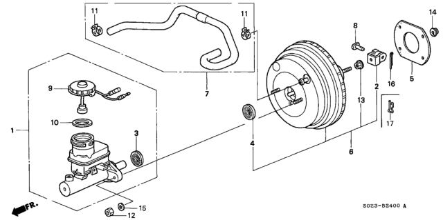 1996 Honda Civic Master Cylinder Assembly Diagram for 46100-S04-A12