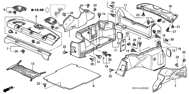 2005 Honda Accord Rear Tray - Trunk Side Garnish Diagram