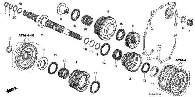 2011 Honda Accord 4 Door LX+ (PZEV) KL 5AT AT Secondary Shaft (L4) Diagram
