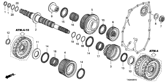 2008 Honda Accord AT Secondary Shaft (L4) Diagram