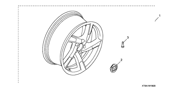 2020 Honda Civic Cap Assembly, Wheel Center Diagram for 08W18-T7S-10003