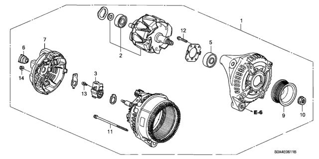 2002 Honda Odyssey 5 Door EXL (LEATHER RES) KA 5AT Alternator (Denso) Diagram