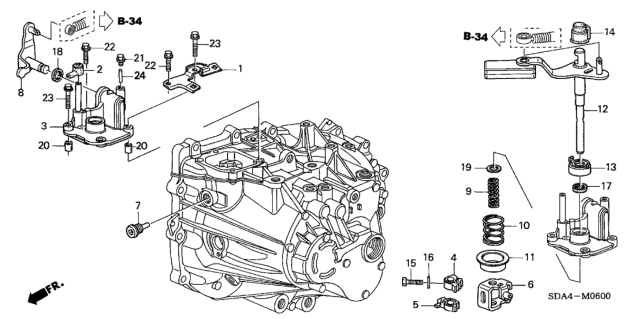 2006 Honda Accord MT Shift Arm - Shift Lever (L4) Diagram