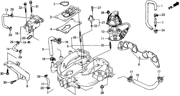 1991 Honda Civic Valve Assembly, Egr Diagram for 18710-PM5-L52