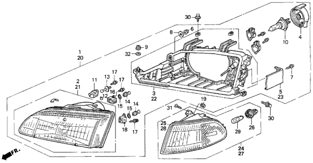 1993 Honda Civic Headlight Diagram