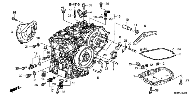 2015 Honda Civic AT Transmission Case Components (CVT) Diagram