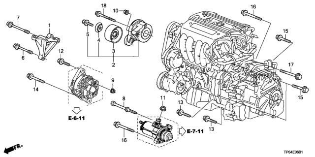 2015 Honda Crosstour Alternator Bracket  - Tensioner (L4) Diagram