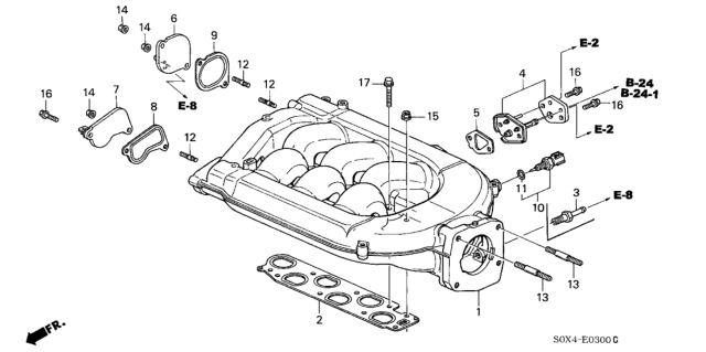 1999 Honda Odyssey Gasket, FR. In. Manifold Stay Diagram for 17144-P8F-A01