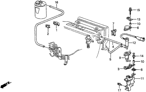 1986 Honda Prelude 2 Door SI KL 4AT Air Cleaner Tubing Diagram