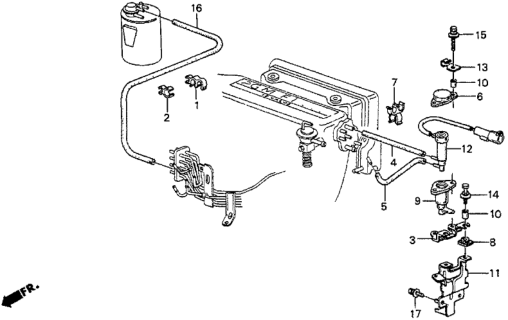 1986 Honda Prelude Tube B, FRequency Solenoid Valve Diagram for 36173-PJ5-750