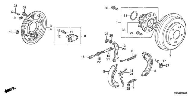 2013 Honda Civic Rear Brake (Drum) Diagram