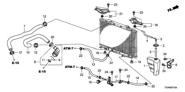 2008 Honda Accord Radiator Hose - Reserve Tank (L4) Diagram