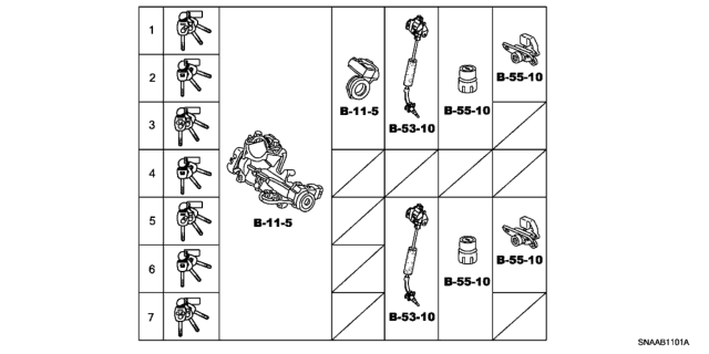 2009 Honda Civic Key Cylinder Set Diagram