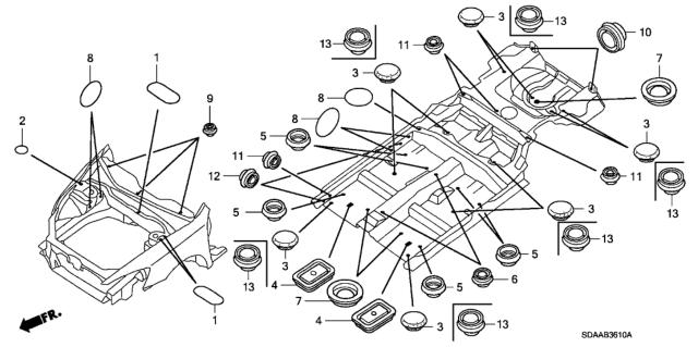 2007 Honda Accord 4 Door EX KA 5MT Grommet (Front) Diagram