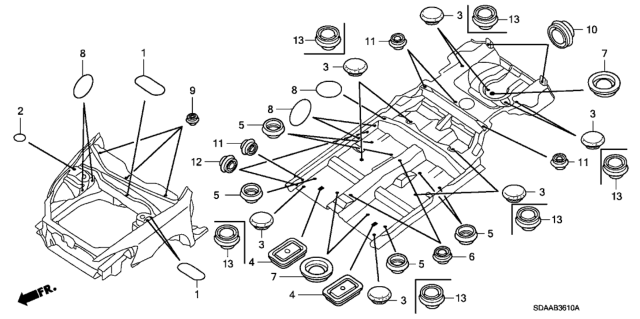 2007 Honda Accord Grommet (Front) Diagram