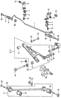 1984 Honda Accord Bracket, Right Rear Stabilizer Bush (Upper) Diagram for 52317-SA5-000