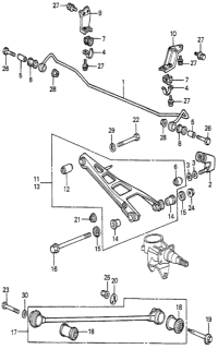 1985 Honda Accord Arm, Left Rear (Lower) Diagram for 52360-SA6-670