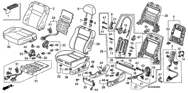 2007 Honda Accord Frame, L. FR. Seat-Back (Tachi-S/Setex) Diagram for 81526-SDB-A62