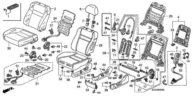 2007 Honda Accord Cover, Left Front Cushion Trim (Graphite Black) Diagram for 81531-SDB-A63ZA