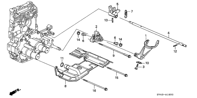 1997 Honda Accord Fork, Reverse Shift Diagram for 24111-P0Z-000