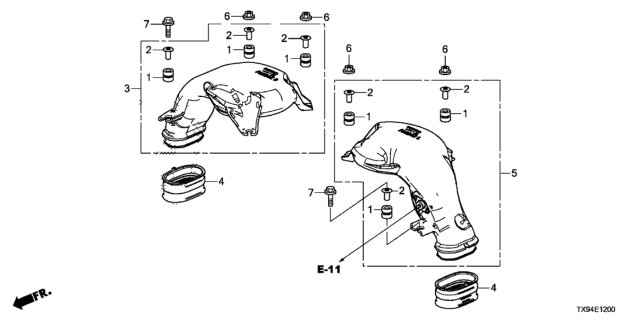 2014 Honda Fit EV Duct Assy., R. Fan Box Diagram for 1J620-RDC-A00