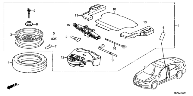 2020 Honda Civic Temporary Wheel Kit Diagram