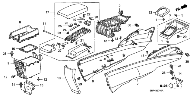 2010 Honda Civic 4 Door GX KA 5AT Console Diagram