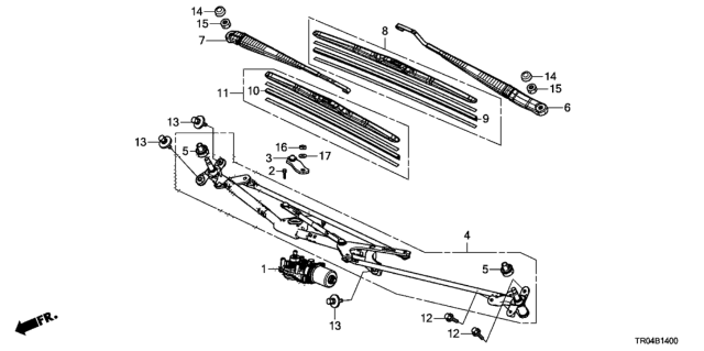 2012 Honda Civic Link, FR. Wiper (LH) Diagram for 76530-TR0-A01