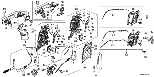 2011 Honda Odyssey Slide Door Locks - Outer Handle Diagram