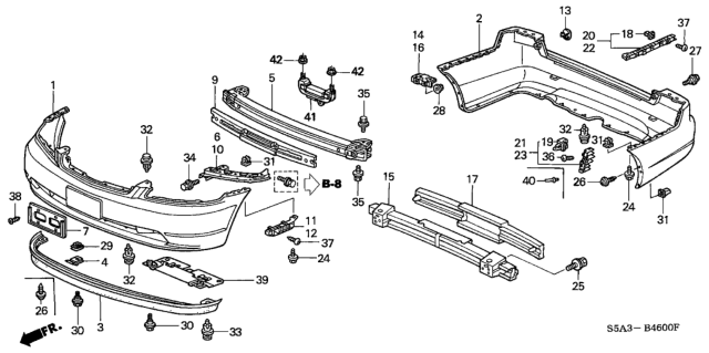 2003 Honda Civic Face, Front Bumper (Dot) Diagram for 04711-S5P-A90ZZ