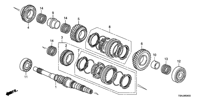 2019 Honda Civic Mainshaft Diagram for 23210-5CD-000