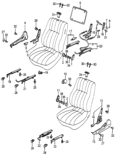 1985 Honda Accord Front Seat Components Diagram