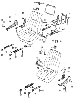 1984 Honda Accord Adjuster, R. Reclining *B32L* (DEW BLUE) Diagram for 77251-SA5-671ZE