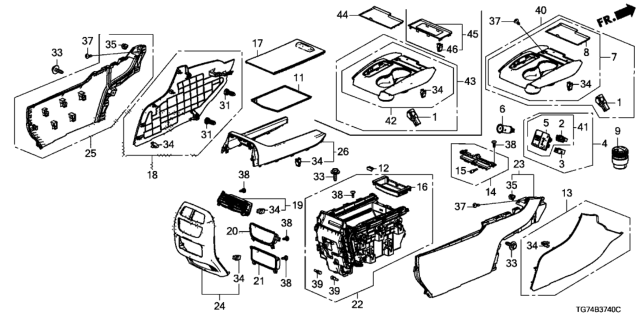 2020 Honda Pilot PANEL ASSY., CONSOLE *NH836L* (WISTERIA LIGHT GRAY) Diagram for 77295-TG7-A31ZC