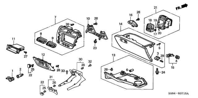 2005 Honda Civic Garnish Assy., Center (Lower) *NH361L* (CF GRAY) Diagram for 77311-S5A-L01ZA