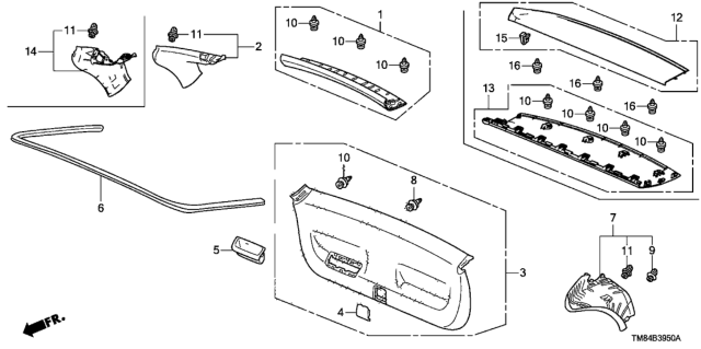 2014 Honda Insight Pocket, Tailgate Lining Pull *NH167L* (GRAPHITE BLACK) Diagram for 84442-TM8-A01ZB