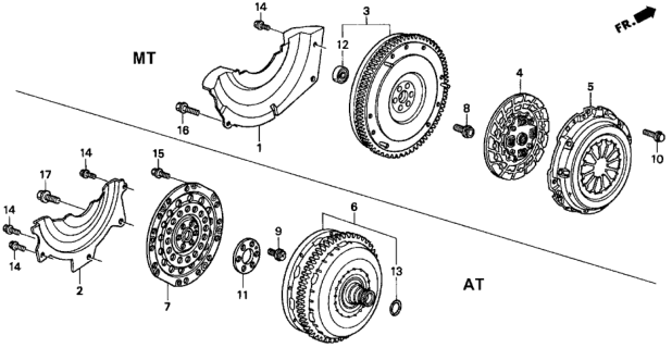 1997 Honda Civic Clutch - Torque Converter Diagram