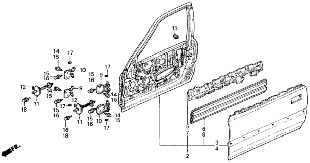 1988 Honda Civic Checker, Door Diagram for 72340-SH3-003