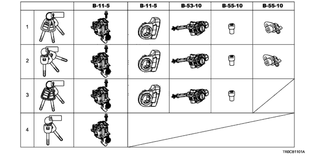 2014 Honda Civic Key Cylinder Set Diagram