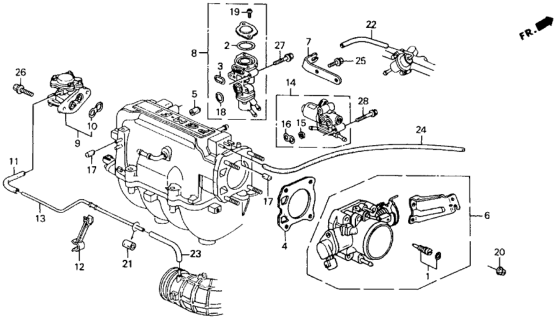 1993 Honda Accord Body Assembly, Throttle (Gf72B) Diagram for 16400-PT6-A00