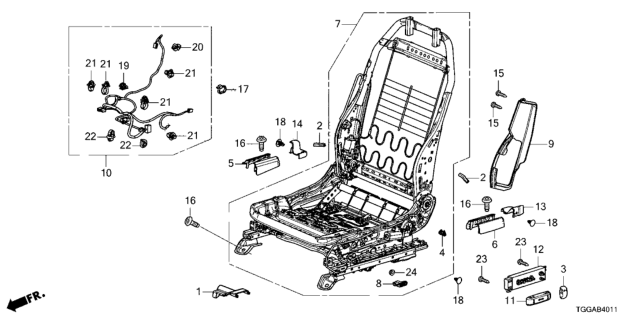 2021 Honda Civic Front Seat Components (Driver Side) (Full Power Seat) Diagram