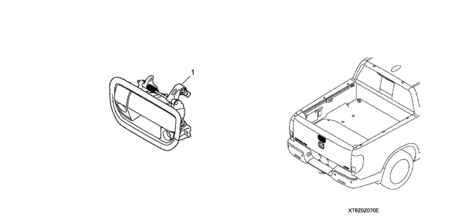 2019 Honda Ridgeline 4 Door RTL (2WD) KA 6AT Tailgate Lock Handle Diagram