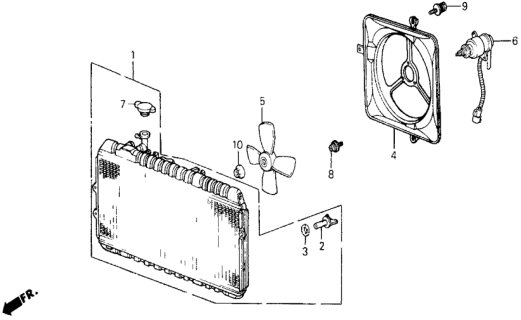 1985 Honda Civic 5 Door DX KA 5MT Radiator (Denso) Diagram
