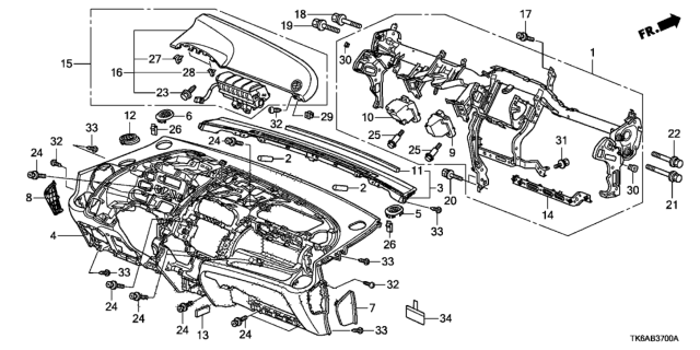 2013 Honda Fit Panel, Instrument *NH167L* (GRAPHITE BLACK) Diagram for 77103-TF0-G01ZA