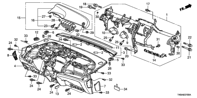 2013 Honda Fit Garnish Assy., FR. Defroster *NH167L* (GRAPHITE BLACK) Diagram for 77102-TF0-901ZA