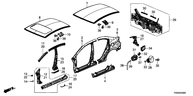 2013 Honda Civic Outer Panel - Rear Panel Diagram