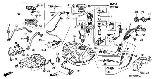 2007 Honda Accord Hybrid Band, Driver Side Fuel Tank Mounting Diagram for 17522-SDR-L31