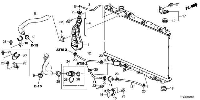 2013 Honda Civic Radiator Hose - Reserve Tank Diagram