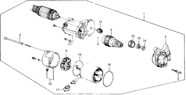 1989 Honda Accord 2 Door LXI KA 5MT Starter Motor (Denso) Diagram